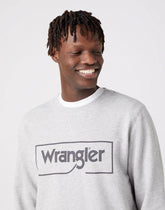 Wrangler Frame Logo Crew Męska Bluza Nadruk Mid Grey W662HAX37 112320241